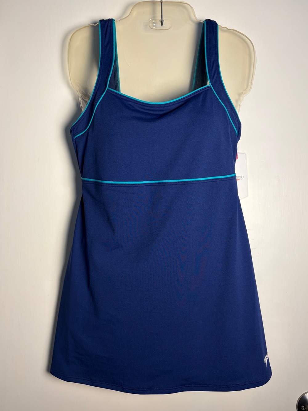 Speedo Swim Dress; Built-In Support; Blue with Teal Trim